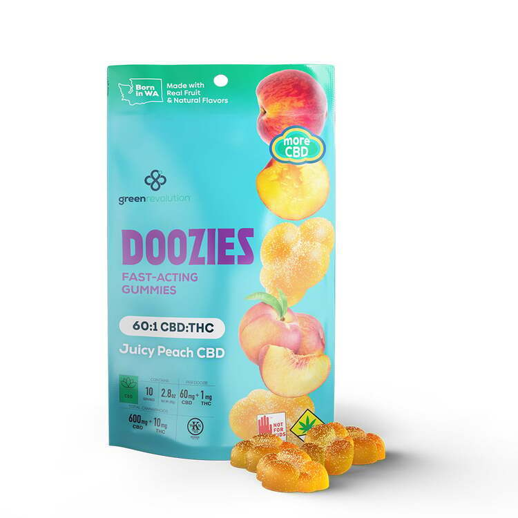 Doozies Juicy Peach 60:1 600mg/10mg 10pk (CBD/THC) Doozies - Uncle Ike ...